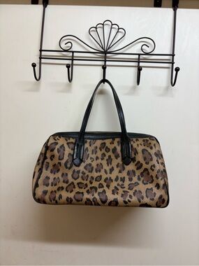 Lauren Ralph Lauren Leopard Print Satchel with Black Trim